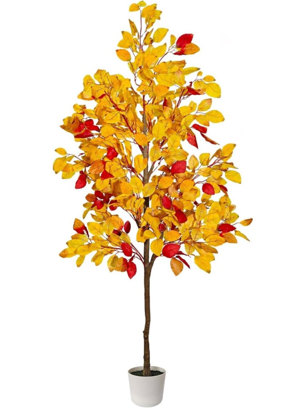 6ft Artificial Ficus Tree - Tall Fall Decor for Indoor/Outdoor, Orange Potted